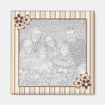 Country Kitsch Brown and Beige Stripe Photo Magnet
