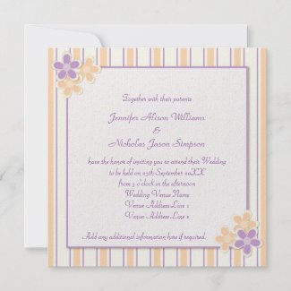 Country Kitsch Purple & Peach Stripe Wedding invitation