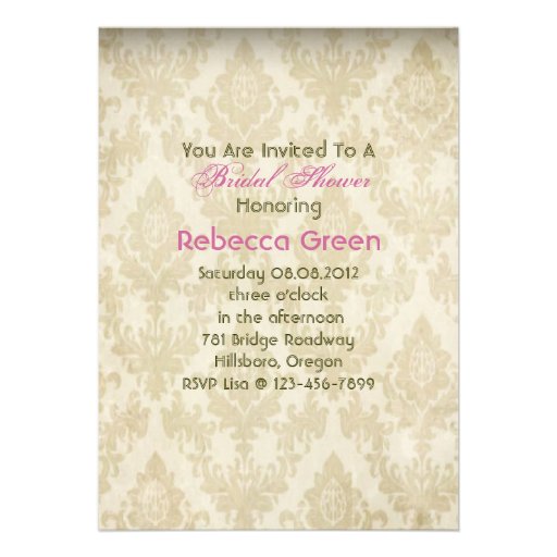 Country lace floral damask vintage Bridal Shower Personalized Announcement