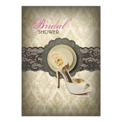 Country lace floral damask vintage Bridal Shower Personalized Announcement