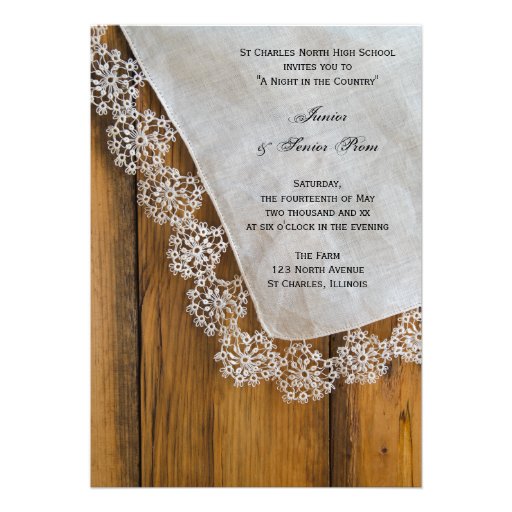 Country Lace Junior / Senior Prom Invite from Zazzle.com