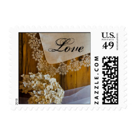 Country Lace Love Wedding Postage Stamp