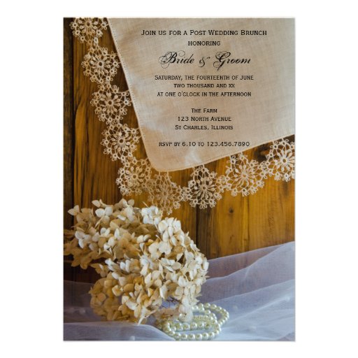 Country Lace Post Wedding Brunch Invitation