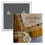 Country Lace Wedding Button