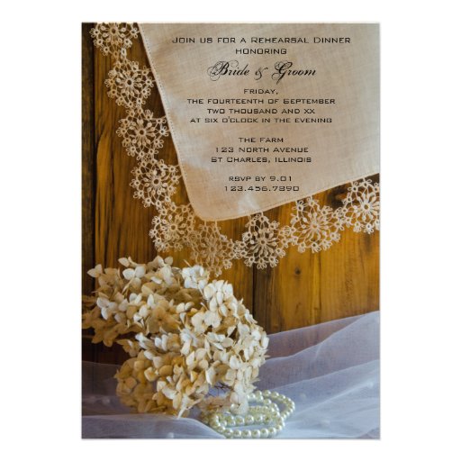 Country Lace Wedding Rehearsal Dinner Invitation