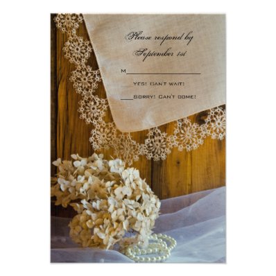 Country Lace Wedding Response Card Invites
