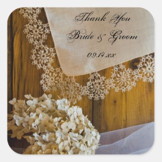 Country Lace Wedding Thank You Stickers