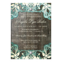 Country Lace Wood Rustic Bridal Shower Invite