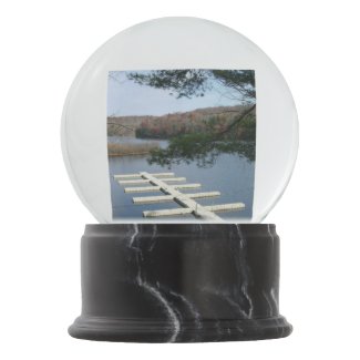 Country Lake Boat Dock Snow Globes