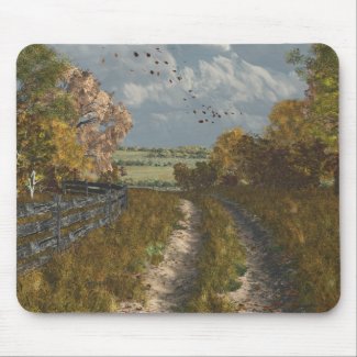 Country Lane in Fall Mouse Pads