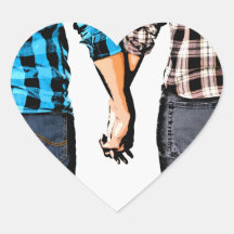 Country Love  Couple Holding Hands Heart Stickers