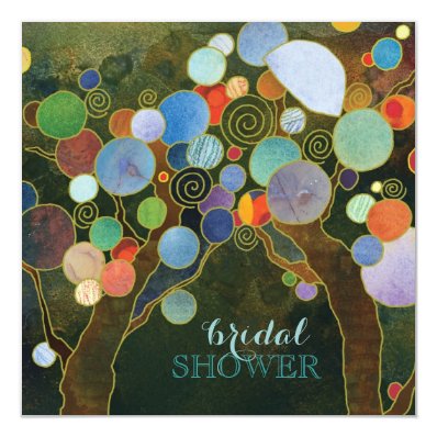 Country Love Trees Blue Bridal Shower Invitation