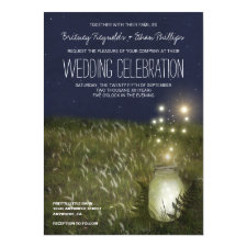 Country Mason Jar + Firefly Wedding Invitations