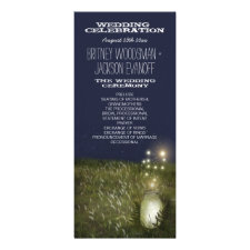 Country Mason Jar + Firefly Wedding Programs Custom Rack Cards