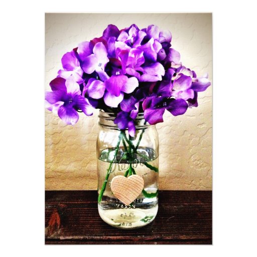 Country Mason Jar Hydrangea Wedding Invitations