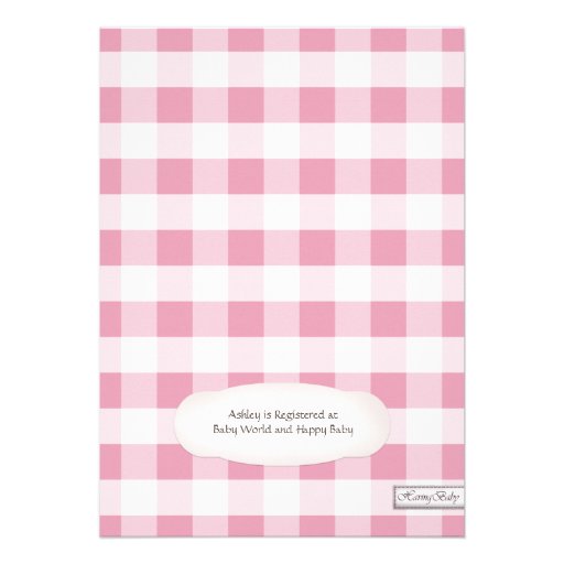 Country Mason Jar Pink Gingham Baby Shower Personalized Announcement