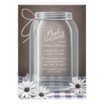 Country Mason Jar Purple Gingham Baby Shower Custom Announcement