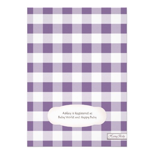 Country Mason Jar Purple Gingham Baby Shower Custom Announcement