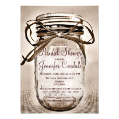 Country Mason Jar Rustic Bridal Shower Invitations