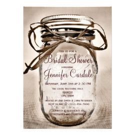 Country Mason Jar Rustic Bridal Shower Invitations Custom Announcement