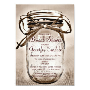 Country Mason Jar Rustic Bridal Shower Invitations Custom Announcement