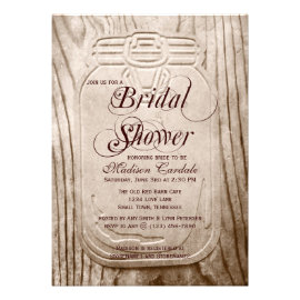 Country Mason Jar Rustic Bridal Shower Invitations Personalized Invites