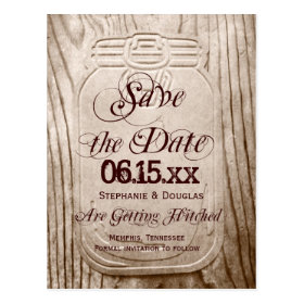 Country Mason Jar Rustic Save the Date Postcards