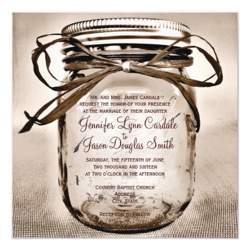 country mason jar rustic square wedding invitation zazzle rustic mason jar wedding invitations