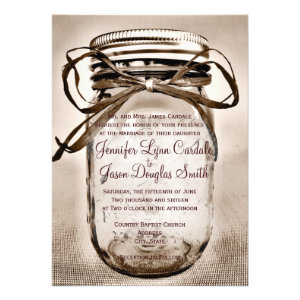 Country Mason Jar Rustic Wedding Invitations Invitations