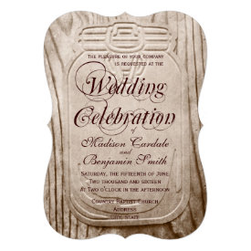 Country Mason Jar Rustic Wood Wedding Invitations