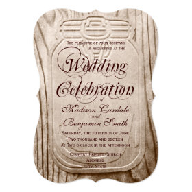 Country Mason Jar Rustic Wood Wedding Invitations 5