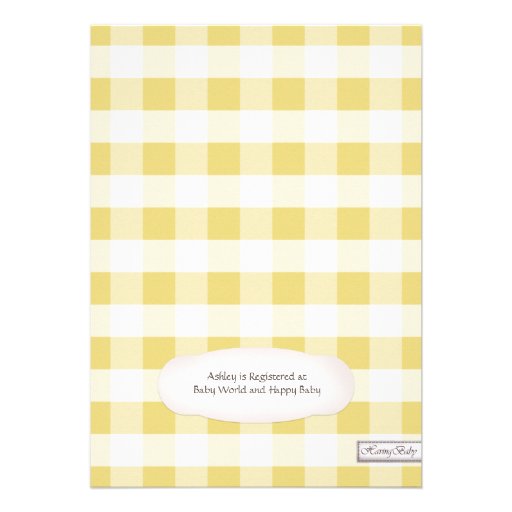 Country Mason Jar Yellow Gingham Baby Shower Personalized Invite
