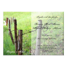 Country Meadow Rustic Fence Wedding Invitation