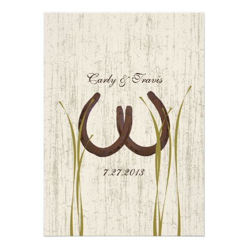 Country Meadow Rustic Horseshoes Wedding Custom Invitations