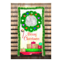Country Merry Christmas Door Photo Greeting Card Invitations