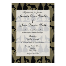 Country Moose Wolves Wildlife Wedding Invitations
