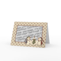 Country Nowel Snowmen Christmas Card Template