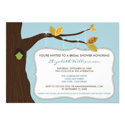 Country Oak Tree Bridal Shower Invitation (blue)