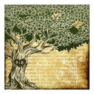 Country Oak Tree Vintage Wedding Invitations