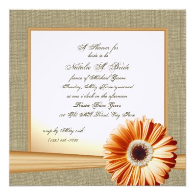 Country Orange Daisy Bridal Shower Personalized Announcements