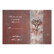 Country Painted Wood Skeleton Keys Response Card Personalized Invite