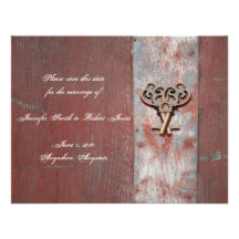 Country Painted Wood Skeleton Keys Save the Date Announcement
