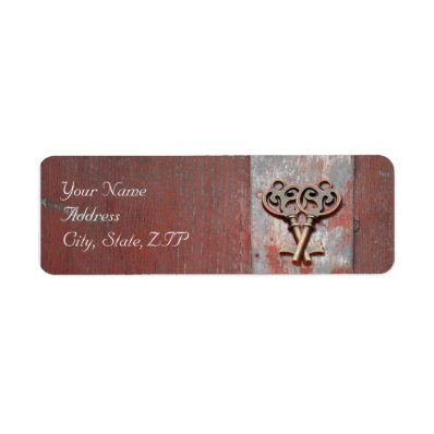 Country Painted Wood with Antique Skeleton Keys Return Address Label
