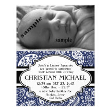 Country Paisley New Baby Boy Birth Announcement