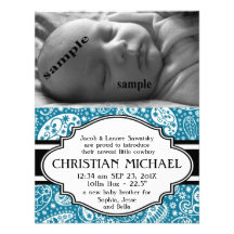 Country Paisley New Baby Boy Birth Announcement