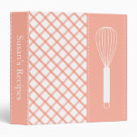 Country Peach Plaid Whisk Recipe Book 3 Ring Binder