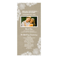 Country Photo Burlap and Lace Wedding Programs