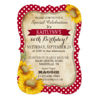 Country Picnic with Sunflowers Birthday Invite