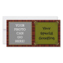 Country Plaid Decorative Gold Christmas Design photo cards