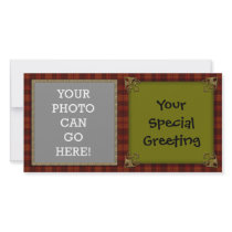 Country Plaid Decorative Gold Christmas Design photo cards by BedazzledByZazzle Country Plaid Decorative Gold Christmas Design photo cards